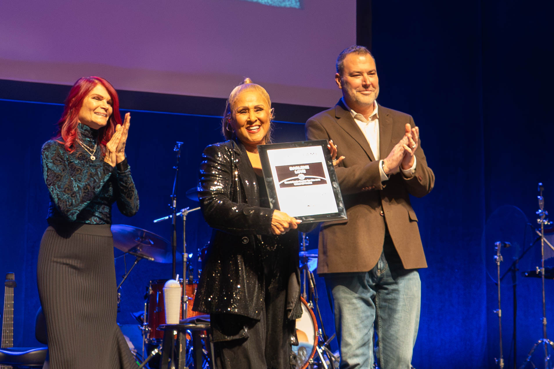 Count Basie Center trustee Robin Klein, Darlene Love and COO Izzy Sackowitz 12192025