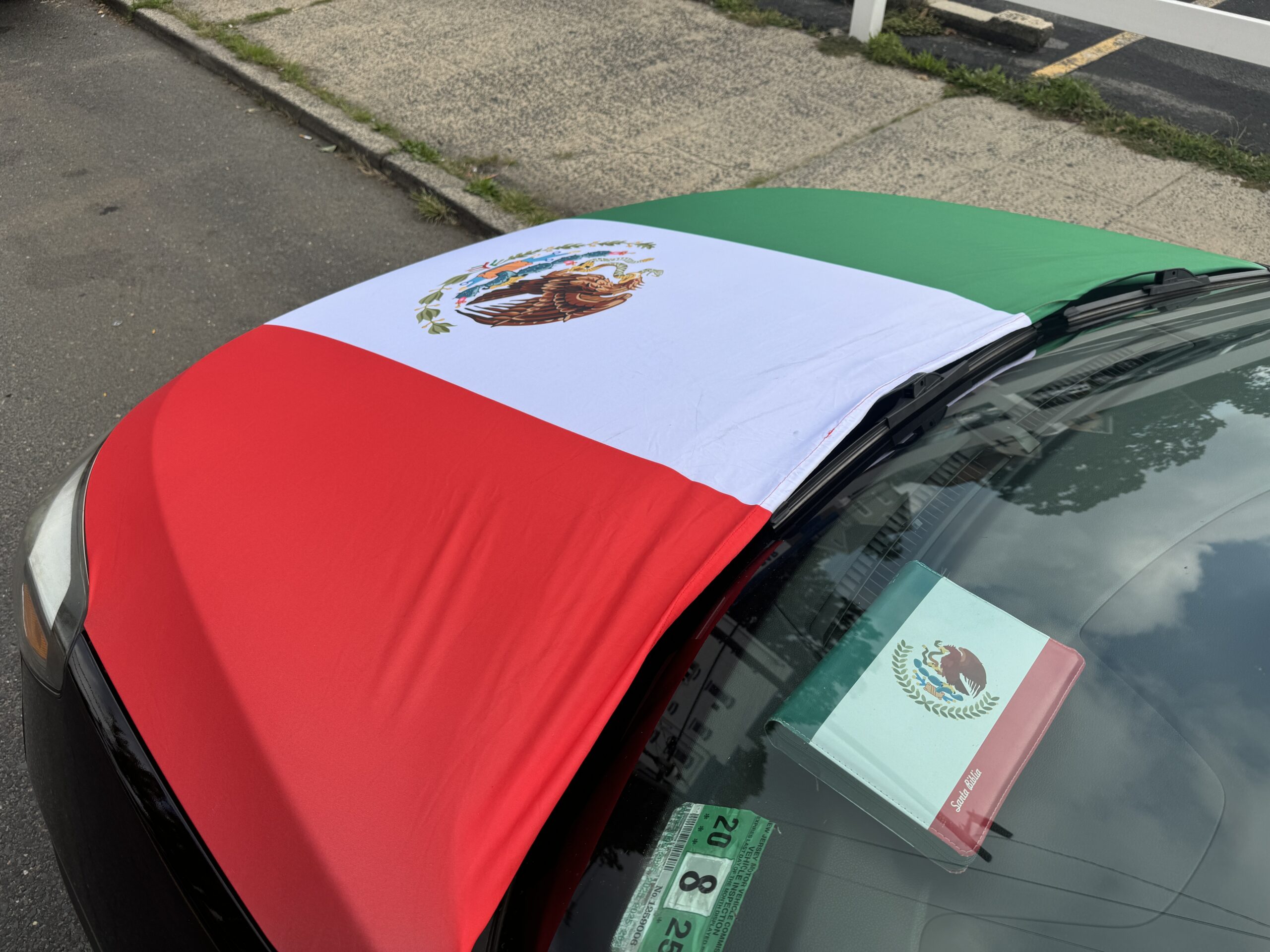 Mexican flag car hood Bible