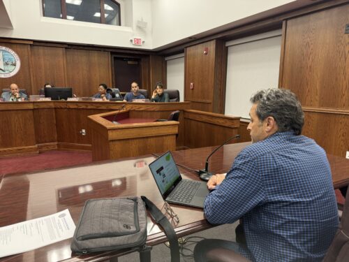 Red Bank Environmental Commission Chairman Paulo Heyman speaks before the Borough Council 10102024