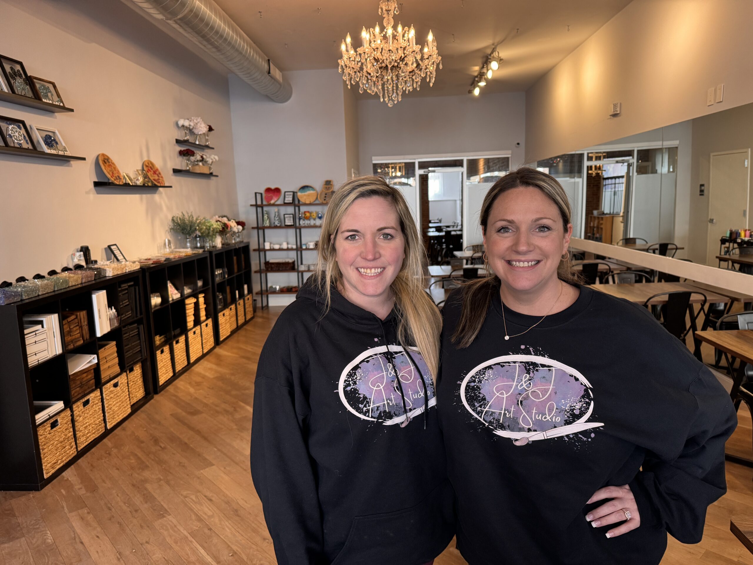 Joanie Quackenbush (left) andJanelle Temes (right) inside J&J Art Studio