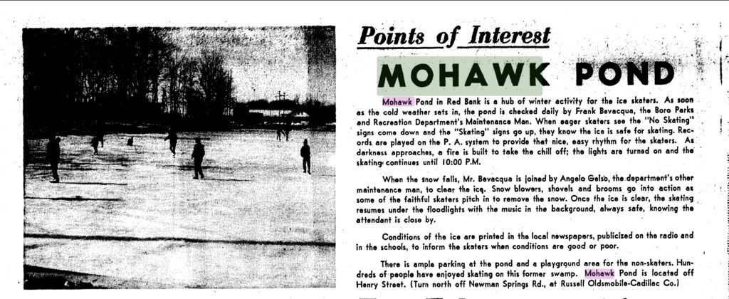 Mohawk Pond 1951 Red Bank Register ice skating