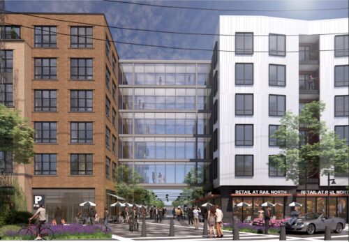 oakland street plaza bridge train station redevelopment plan six stories